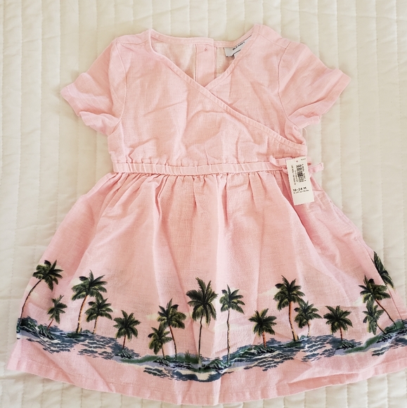 18-24 month Old Navy NWT palm tree pink dress - Picture 1 of 3